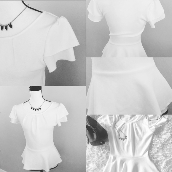 Peplum white top with cap sleeves size small - Picture 3 of 6
